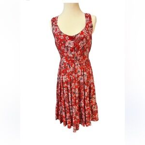 Band of Gypsies Red Floral Midi Dress